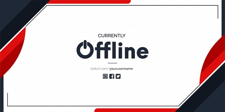 Free Vector currently offline twitch banner with abstract red shapes background