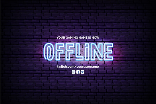 現在オフラインのTwitch Banner with Neon Design