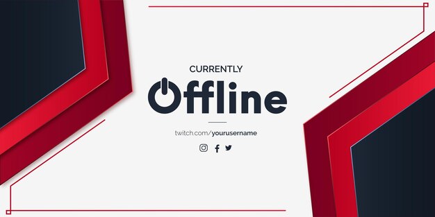 Currently Offline Twitch Design with Abstract Red Shapes