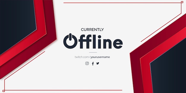 Currently Offline Twitch Design with Abstract Red Shapes