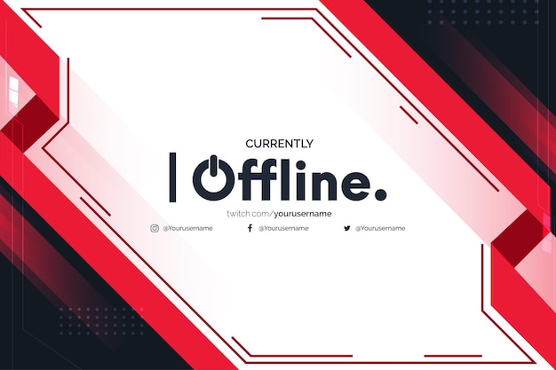 Currently offline twitch with abstract red shapes design template