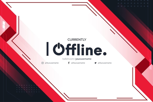 Currently Offline Twitch with Abstract Red Shapes Design Template