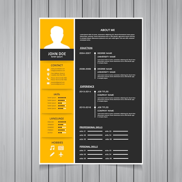 Free vector curriculum template design