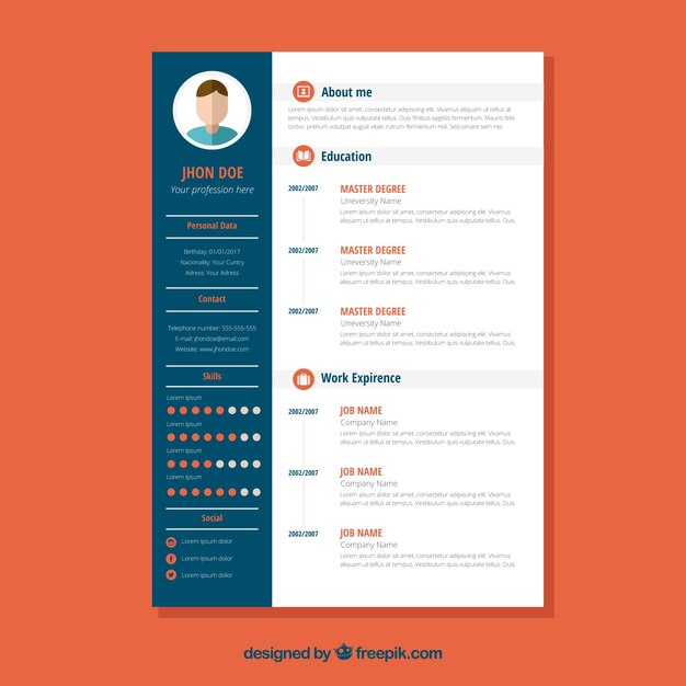 Curriculum template in flat design