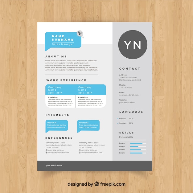 Curriculum template with flat design