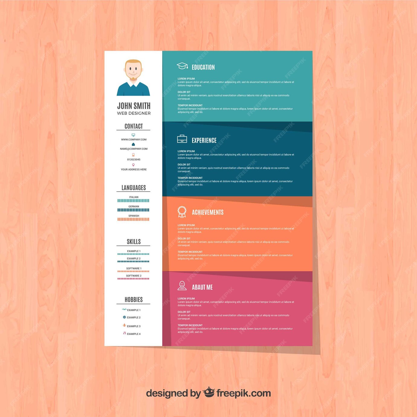 Premium Vector Curriculum template with flat design