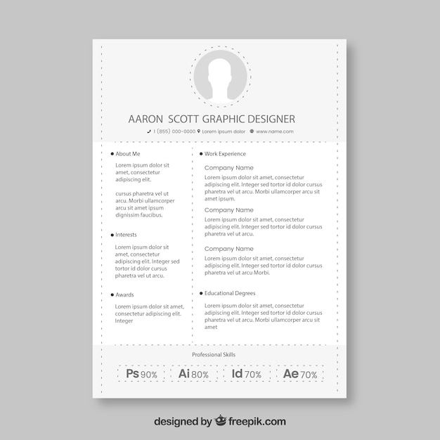 Free vector curriculum template with minimalist style