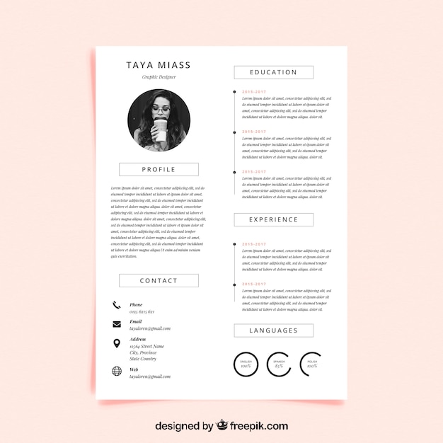 Curriculum template with minimalist style