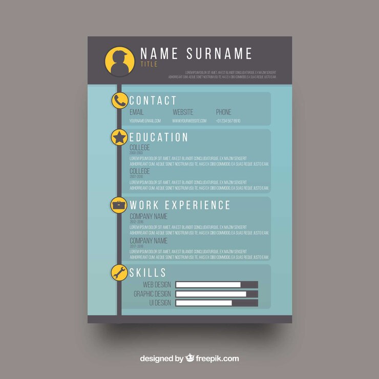 Free Vector curriculum template with minimalist style