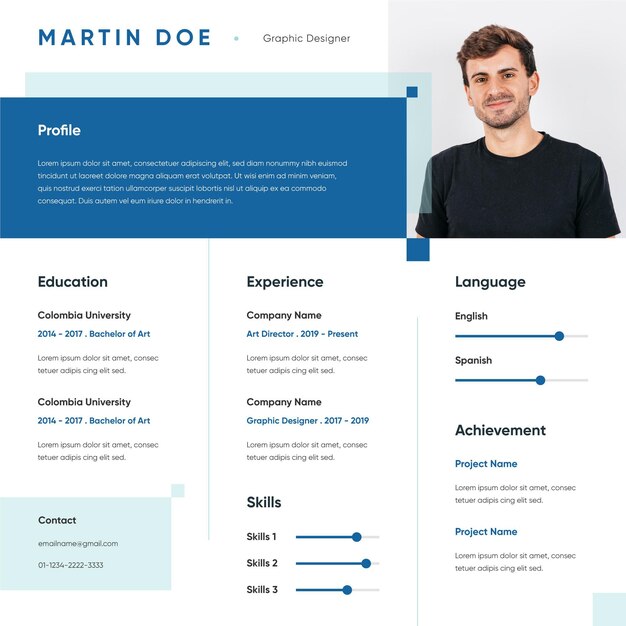 Curriculum vitae online with man avatar