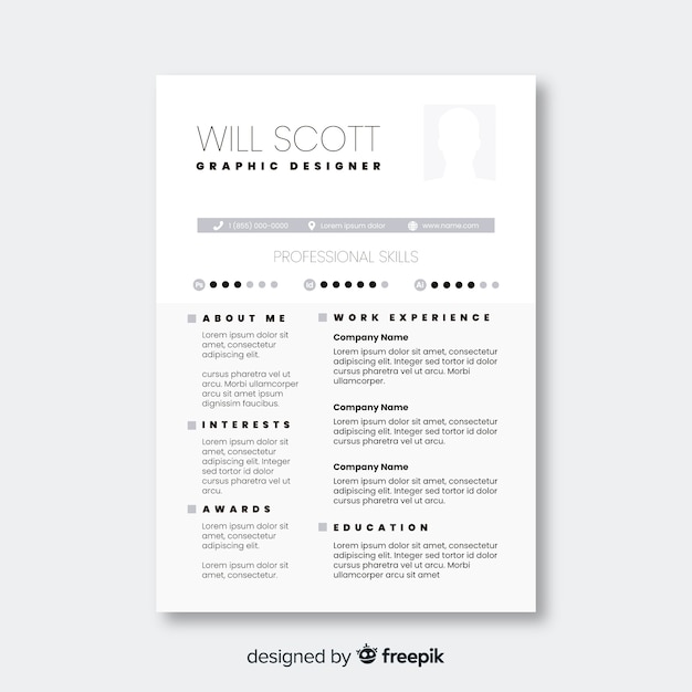 Curriculum vitae template with photo