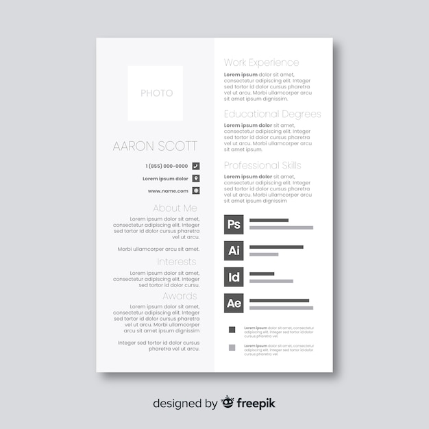 Curriculum vitae template with photo