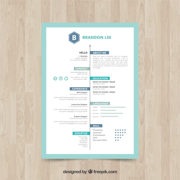 Vettore gratuito curriculum con timeline