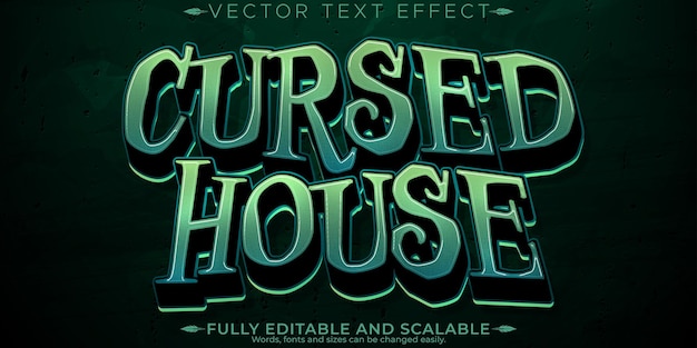 Free vector cursed house text effect editable haunted and spooky customizable font style