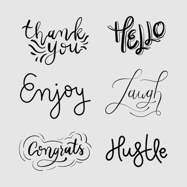 Cursive fun words typography set