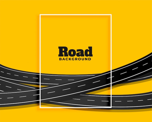 カーブベンディング道路黄色の背景