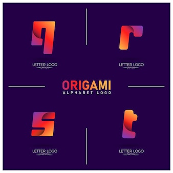 Curvy origami style colorful gradient qrst alphabets logo