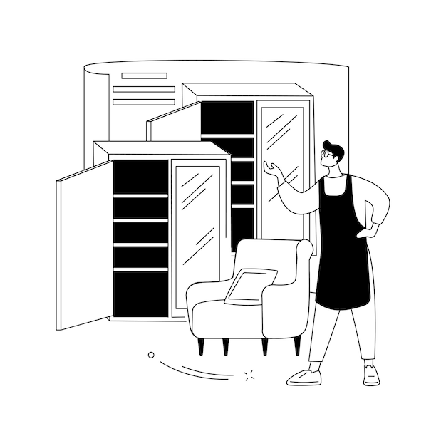 カスタム家具抽象的な概念ベクトル図手作り製品のオーダーメイド家具オンラインショッピング職人製造カスタム建具クライアントスケッチ抽象的な比喩