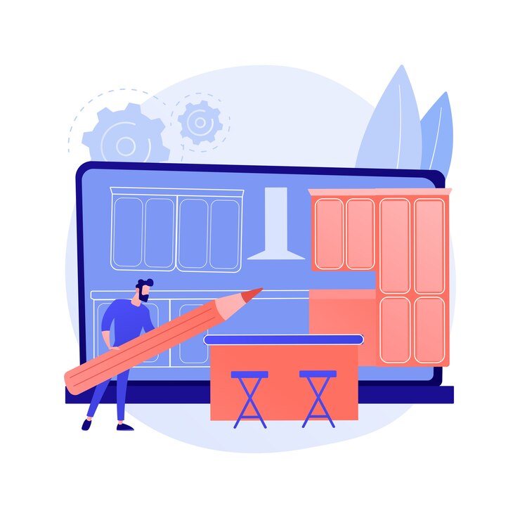 Free Vector custom made kitchens abstract concept