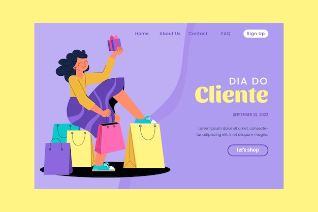 Customer day hand drawn flat landing page