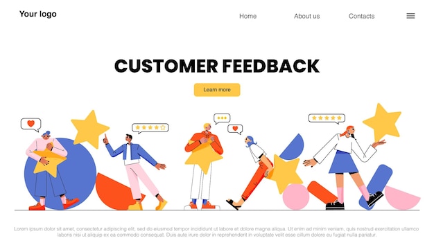 Free vector customer feedback landing people holding stars