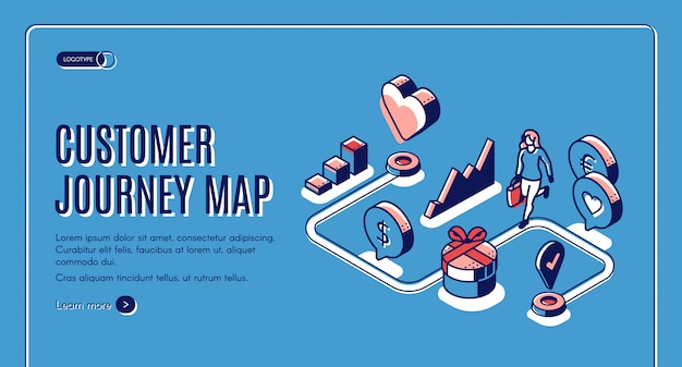 Бесплатное векторное изображение Карта путешествия клиента изометрический баннер