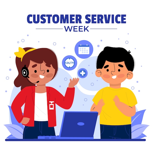 Free vector customer service week flat design illustration