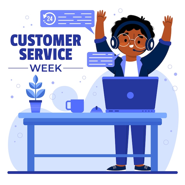 Customer service week flat design illustration