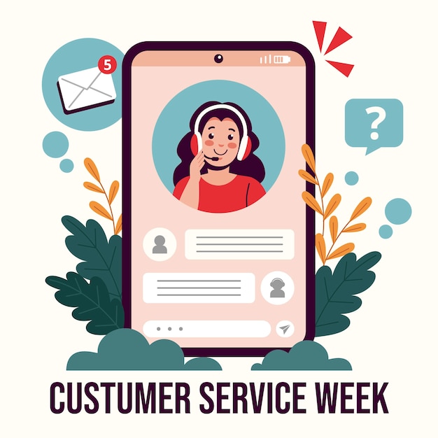 Иллюстрация плоского дизайна недели обслуживания клиентов