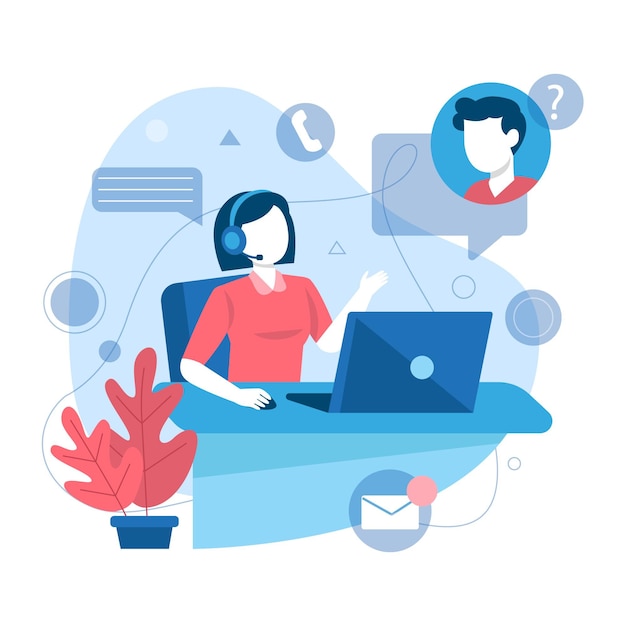 Customer Support Flat  Illustration