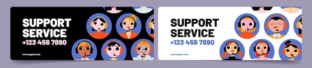 Free vector customer support service banners call center