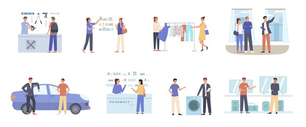 Плоский набор клиентов и продавцов
