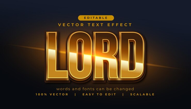 무료 Vector 사용자 정의 가능한 골든 로드 텍스트 효과 편집 가능한 모