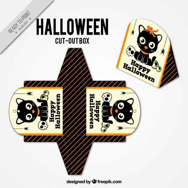 Tagliare scatola con gattino bello per halloween