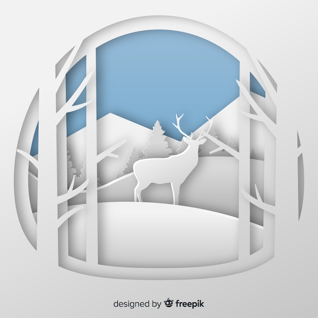 Free vector cut out deer winter background