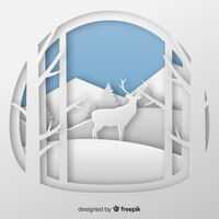 Free vector cut out deer winter background
