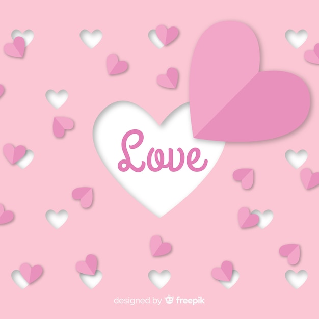 Free vector cut out hearts valentine background