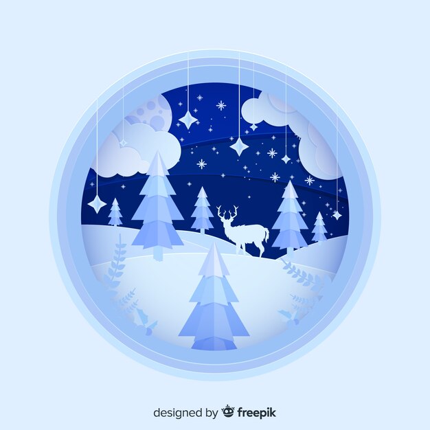 Free vector cut out landscape christmas background