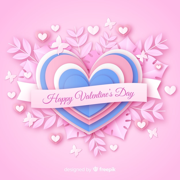 Cut out leaves valentine's day background