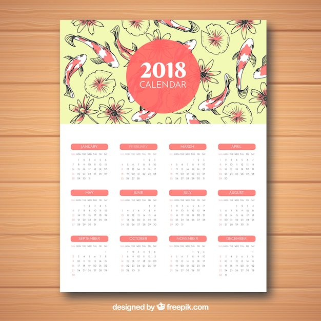 Vettore gratuito carino calendario 2018