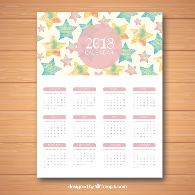 Free vector cute 2018 calendar