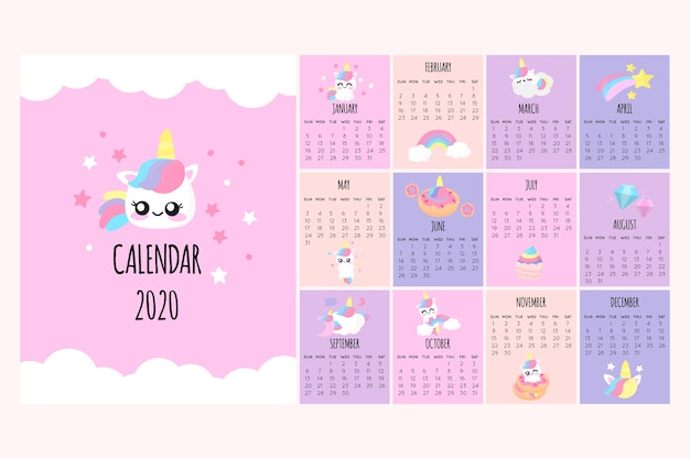 Cute 2020 Calendar Template