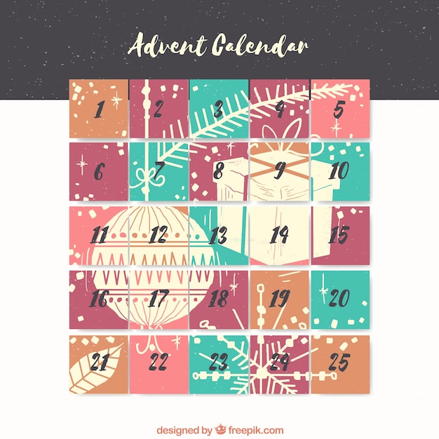 Free vector cute advent calendars