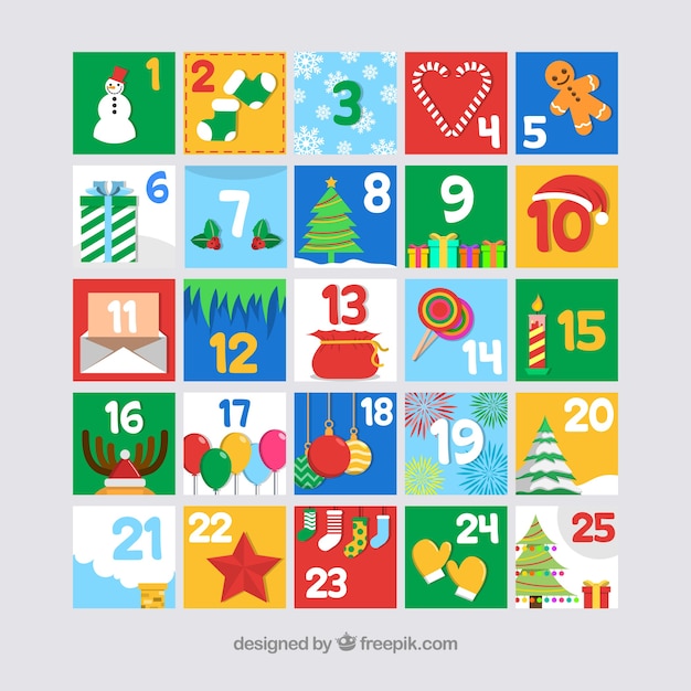 Free vector cute advent calendars