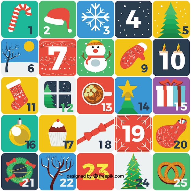 Free vector cute advent calendars