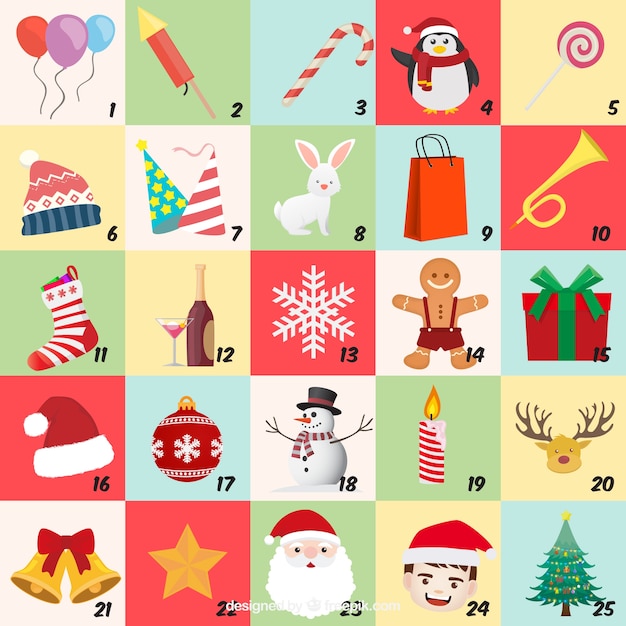 Free vector cute advent calendars