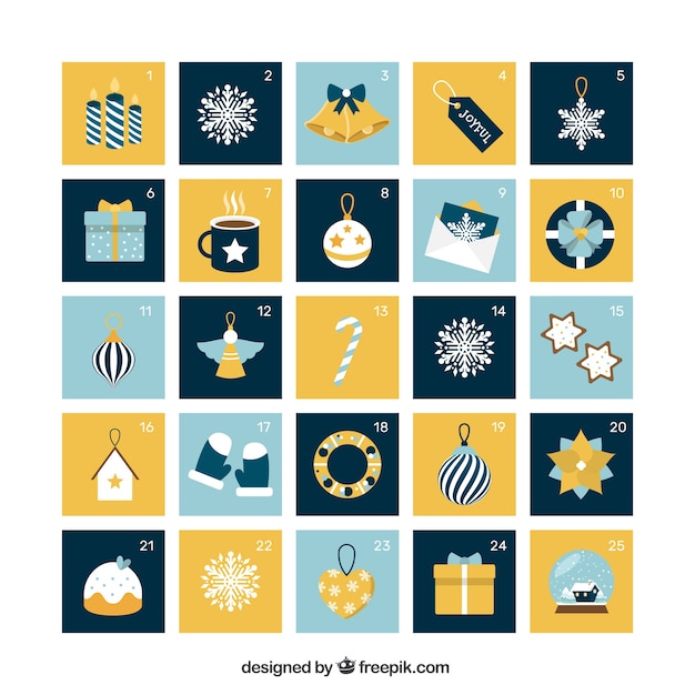 Free vector cute advent calendars