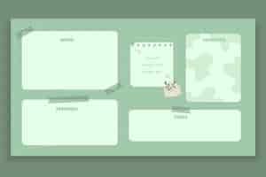 Free vector cute aesthetic green organizer desktop wallpaper