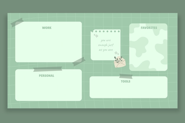 Cute aesthetic green organizer desktop wallpaper