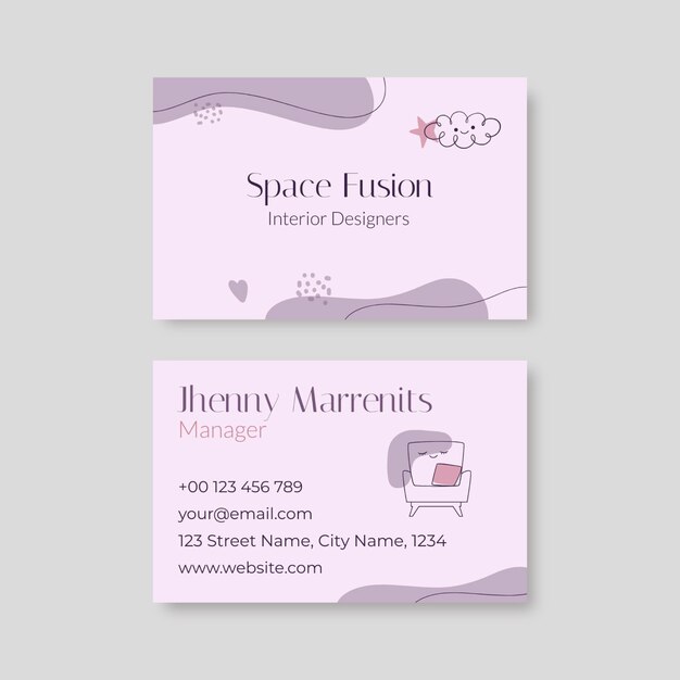 Cute aesthetic interior designer business card template